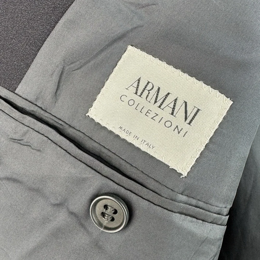 Armani Collezioni Sport Coat Blazer Men's 40R Black Wool Silk 1 Button Italy